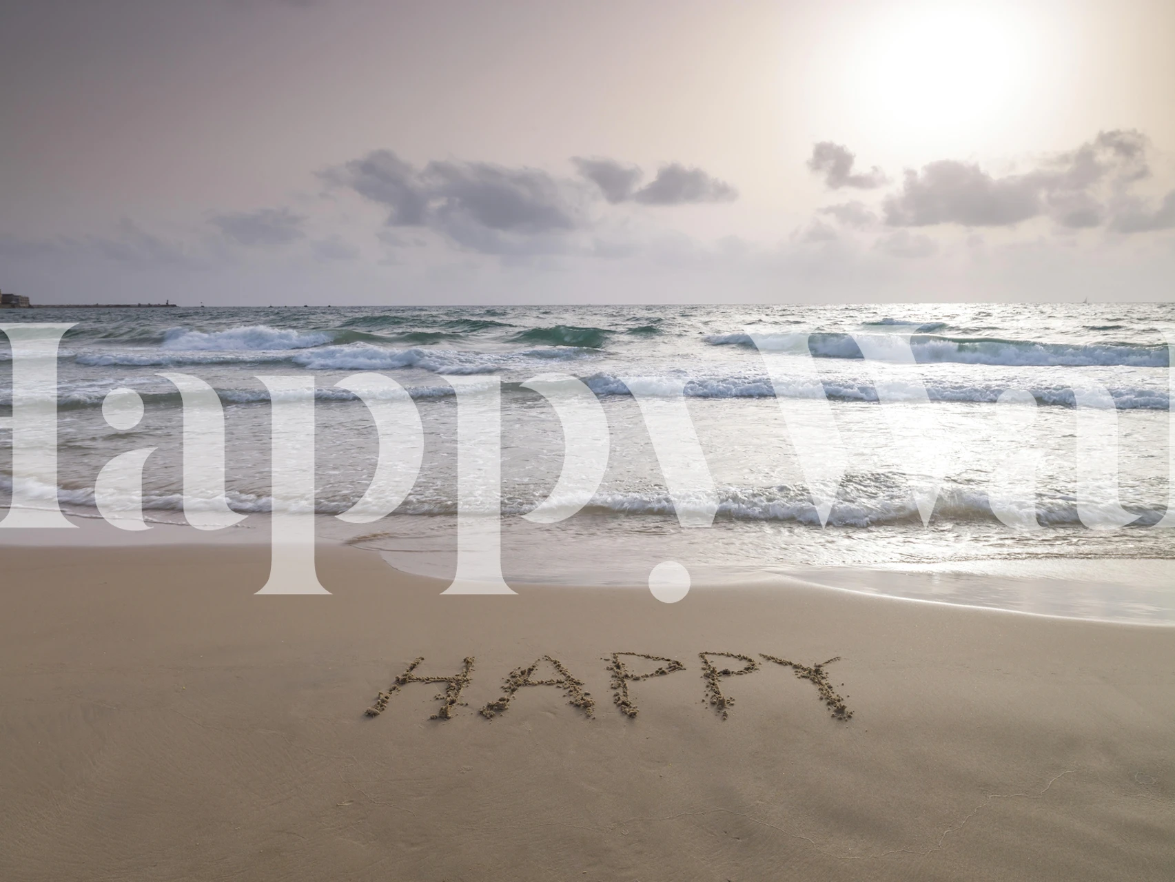 Sand writing wallpaper in a room