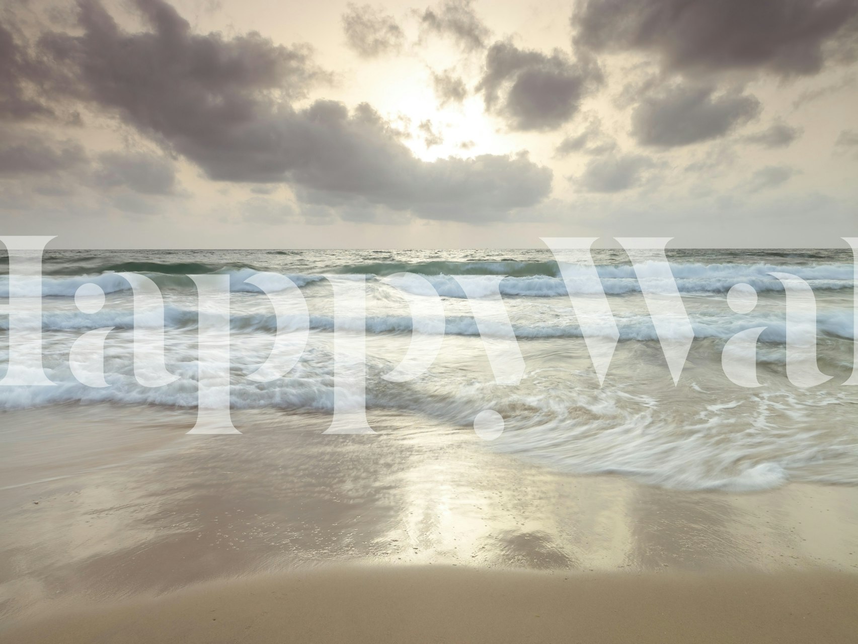 Serene beach and cloudy sky wall mural
