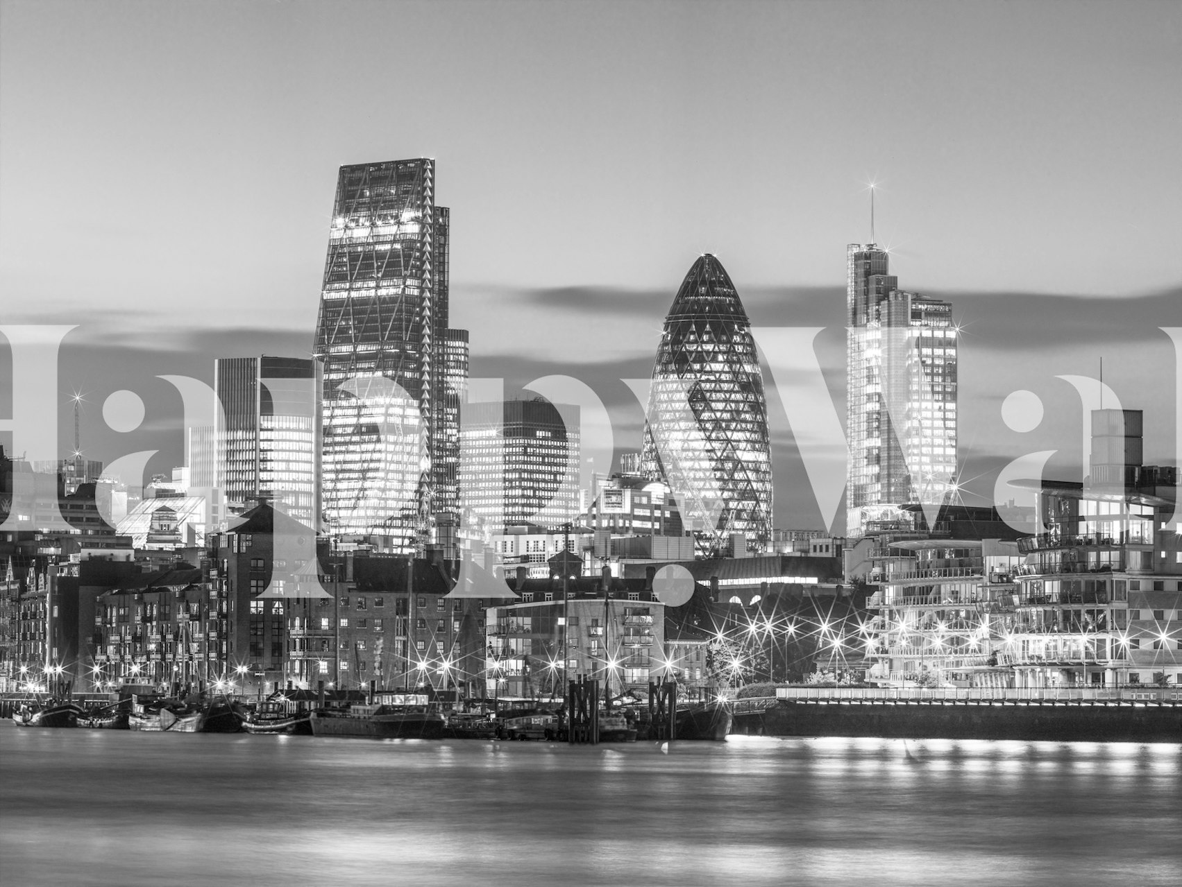 London skyline wallpaper in een kamer