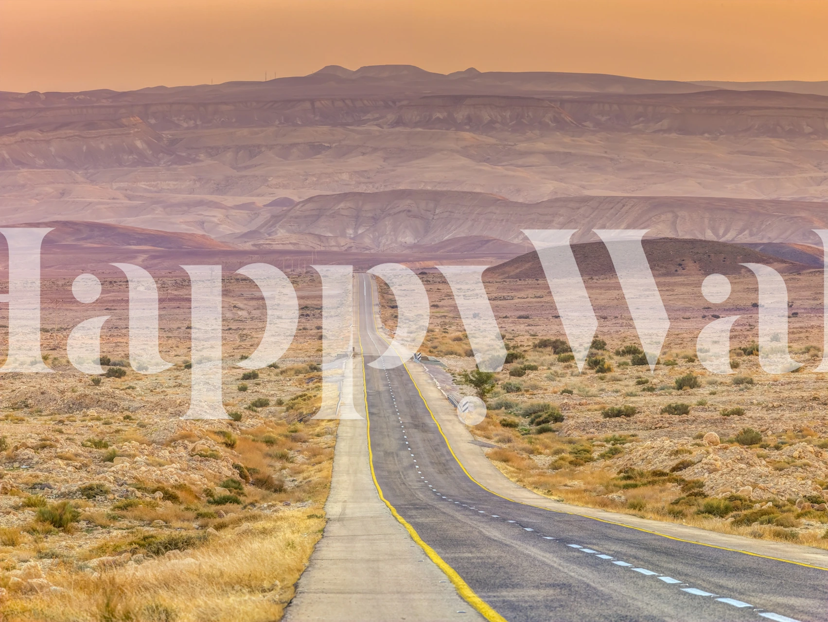 Highway through un paysage désertique papier peint