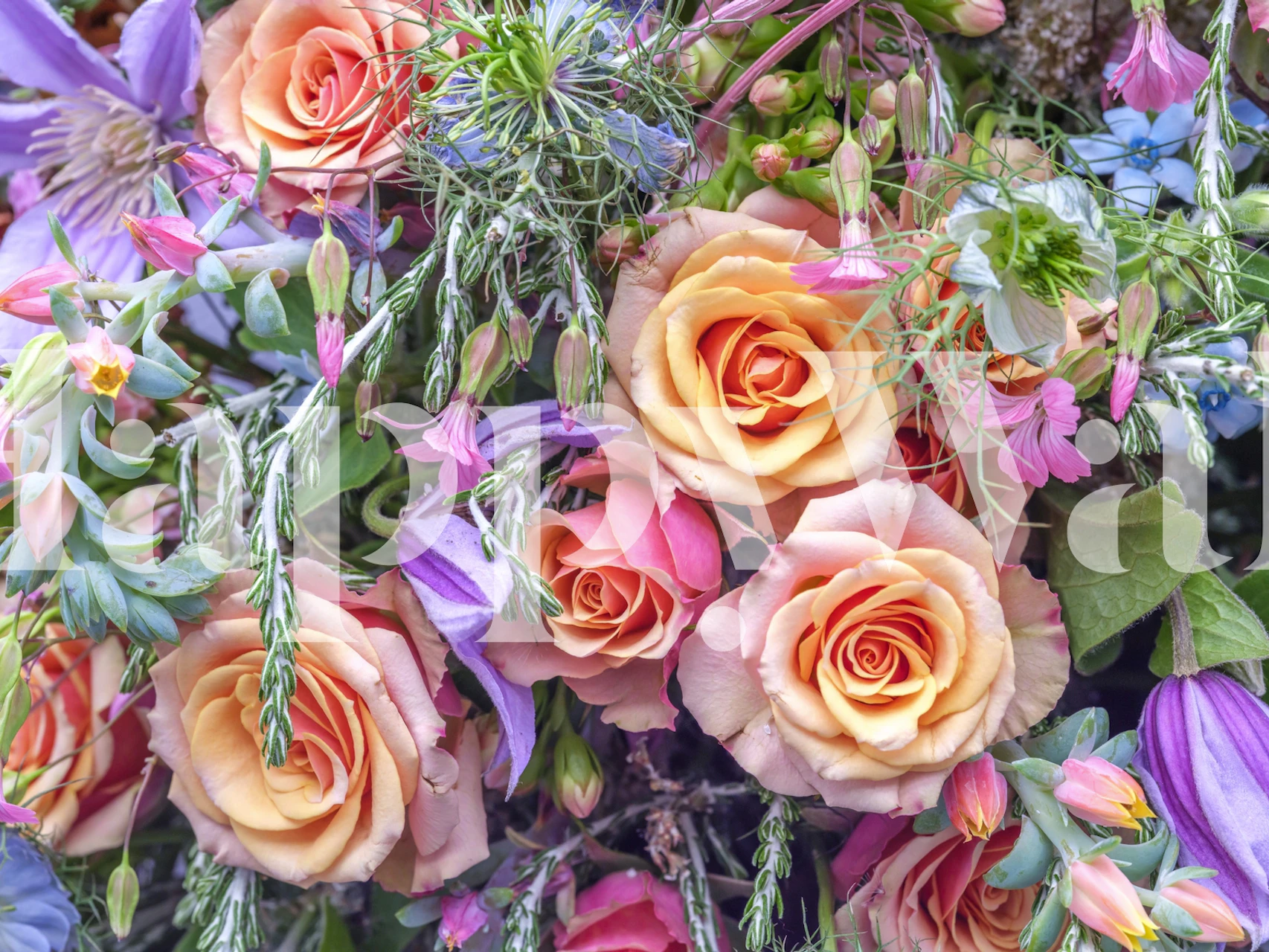 Slående design av mixed flowers och Roses tapet