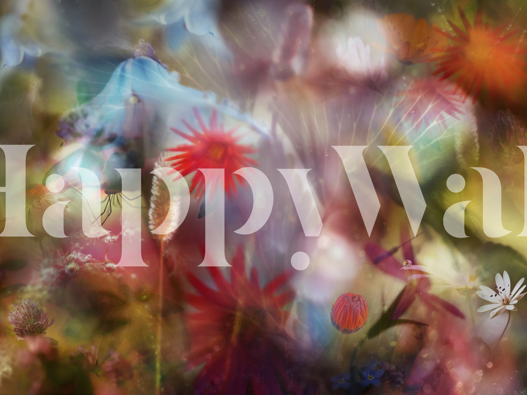 Papier peint floral vibrant d'été dans une pièce