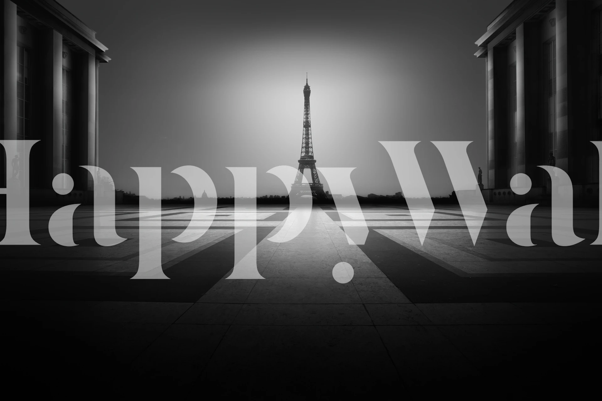 Eiffel Tower silhouette in black and white wallpaper