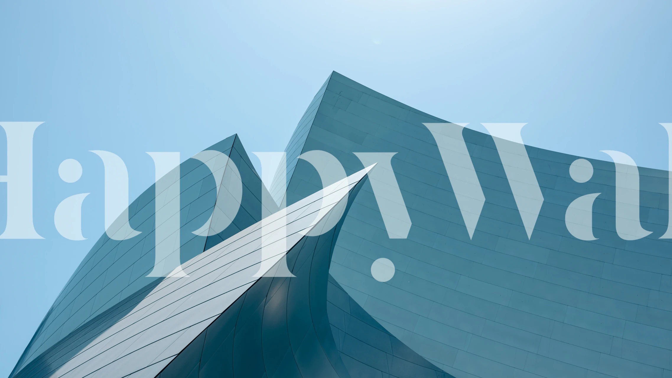 Modern geometric wallpaper featuring blue curved shapes
