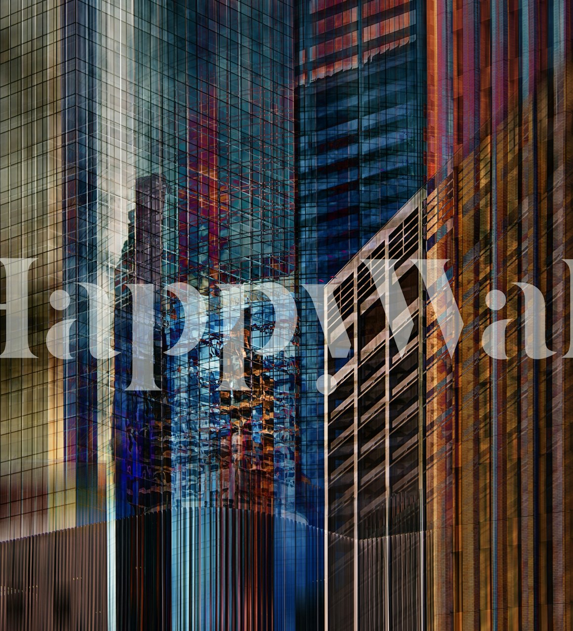 Abstract urban design featuring blue, brown, and gray tones wallpaper