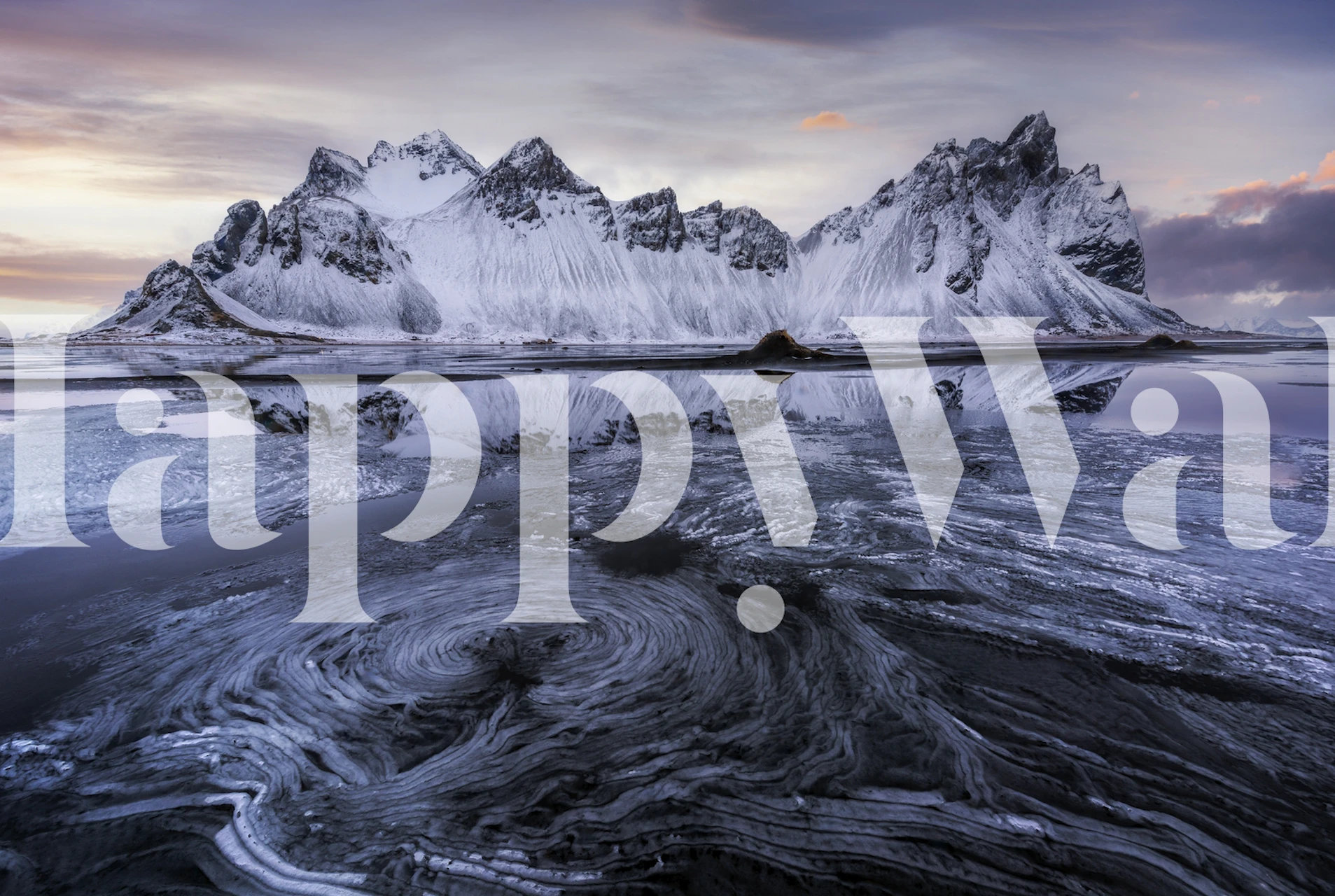 Swirling ice texture in gray and white tones wallpaper