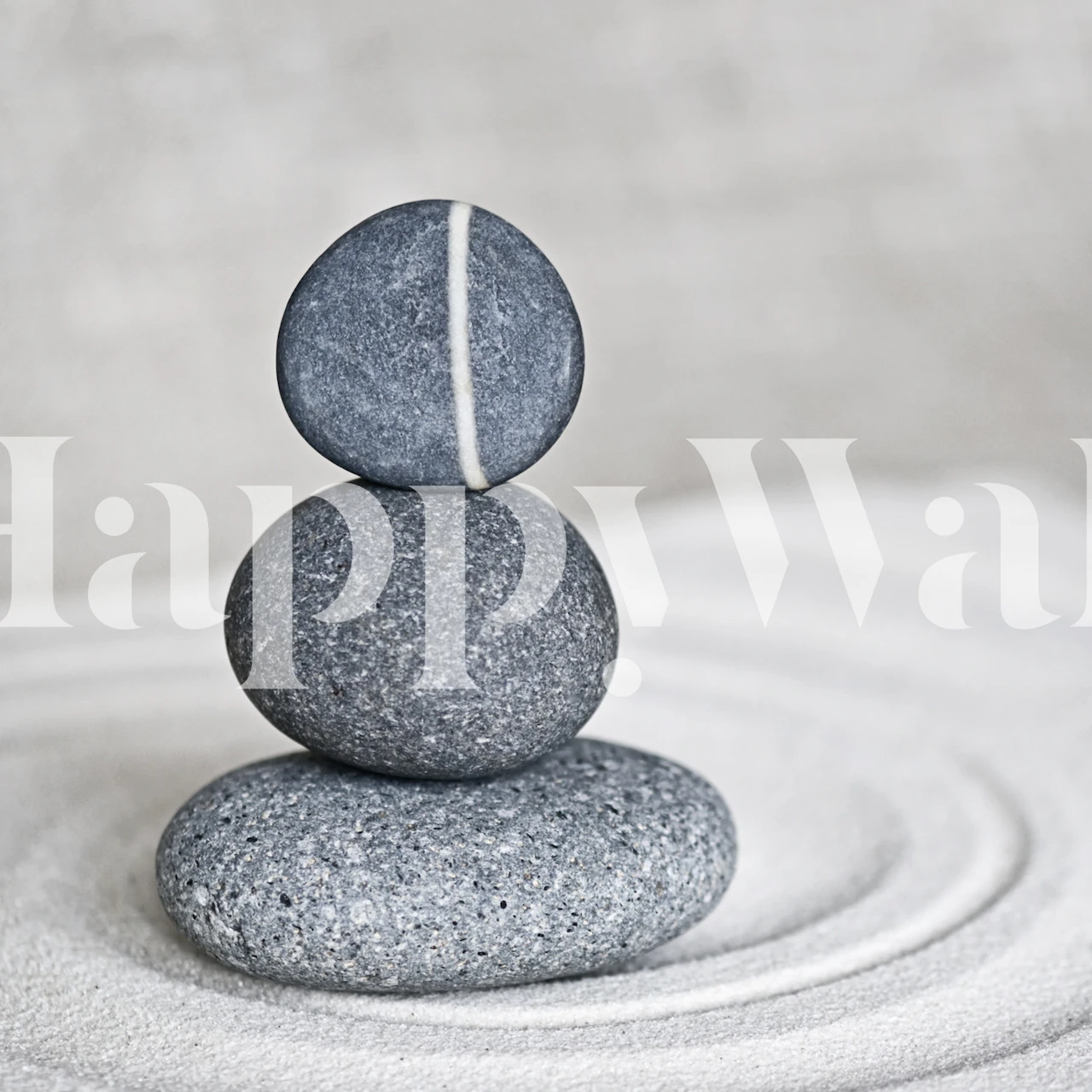 Balanced stone wallpaper in a room setting