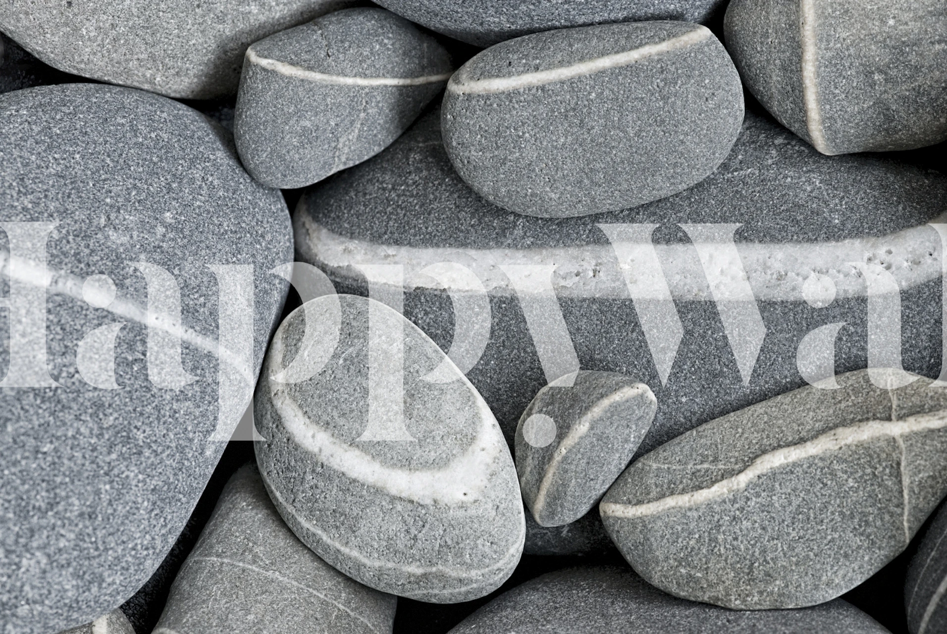 Fototapeta pruhovaná oblázková šedá a bílá se vzorem přírodního kamene