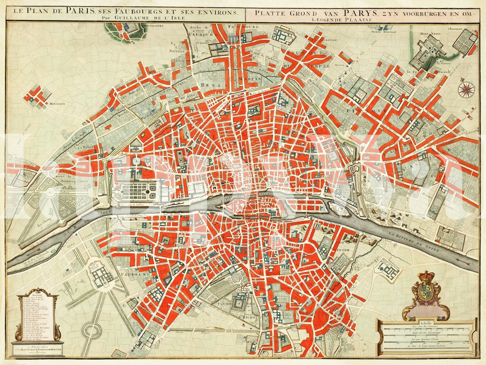 Vintage Paris map wallpaper in living room