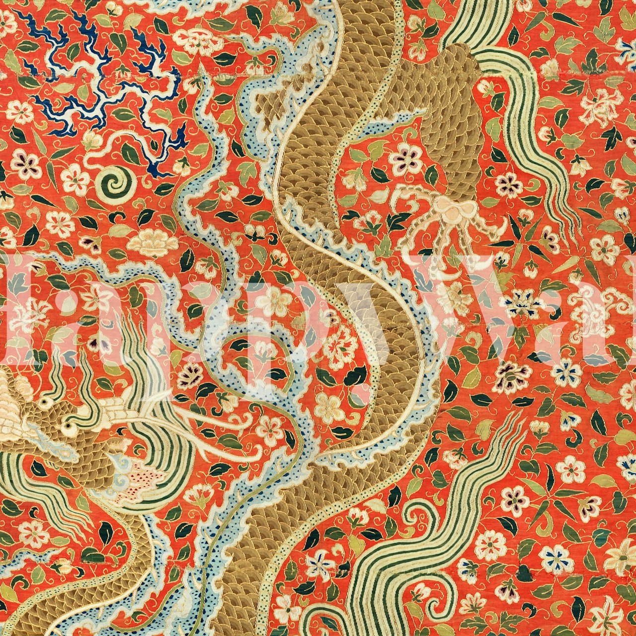 Chinese vintage silk wall art wallpaper design