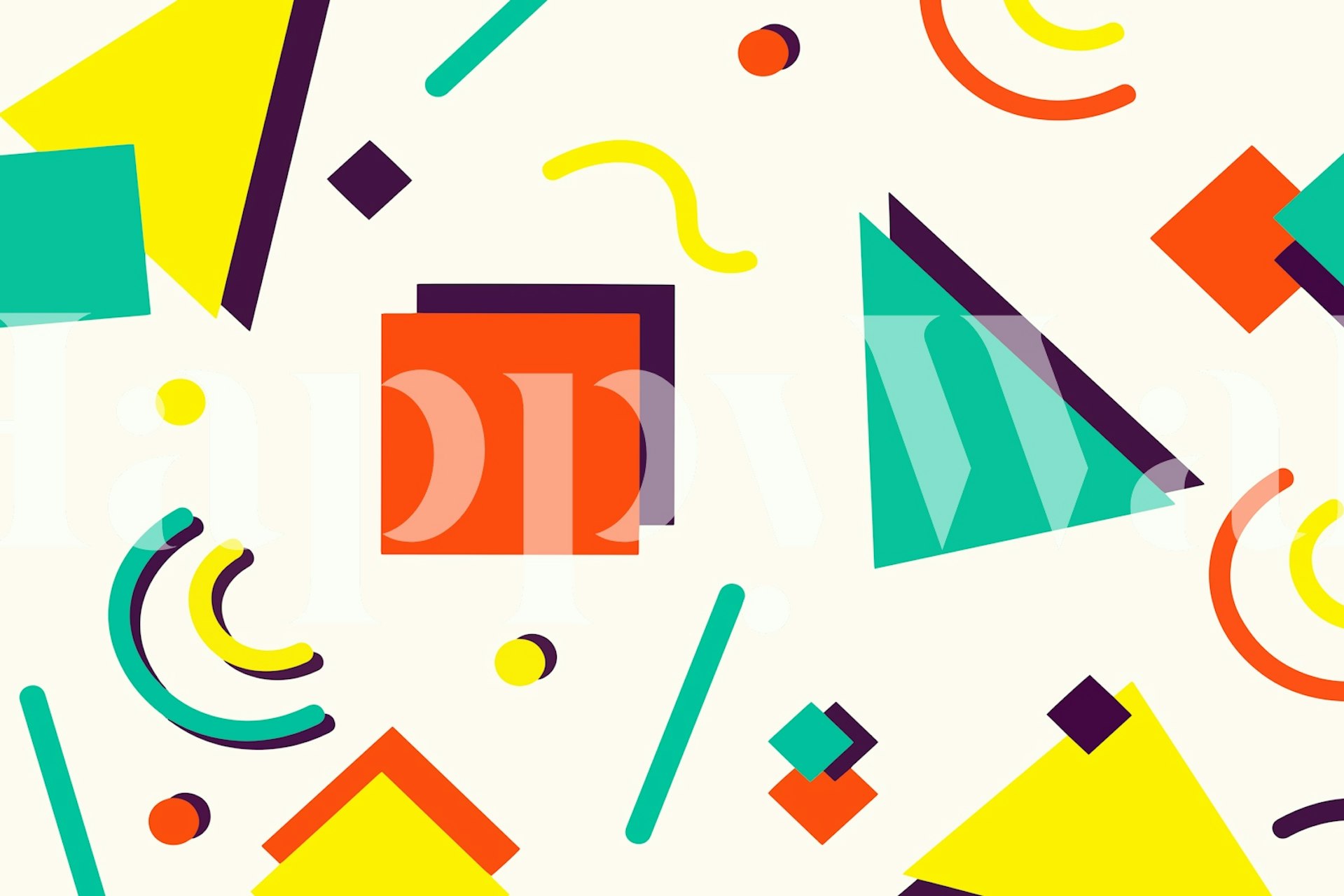 Retro Memphis Geometric Shapes tapetdesign