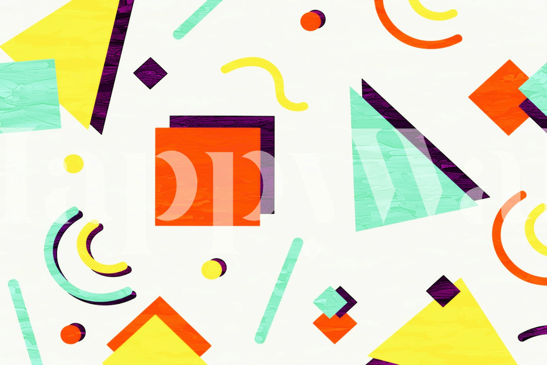 Retro Memphis geometric shapes wallpaper design