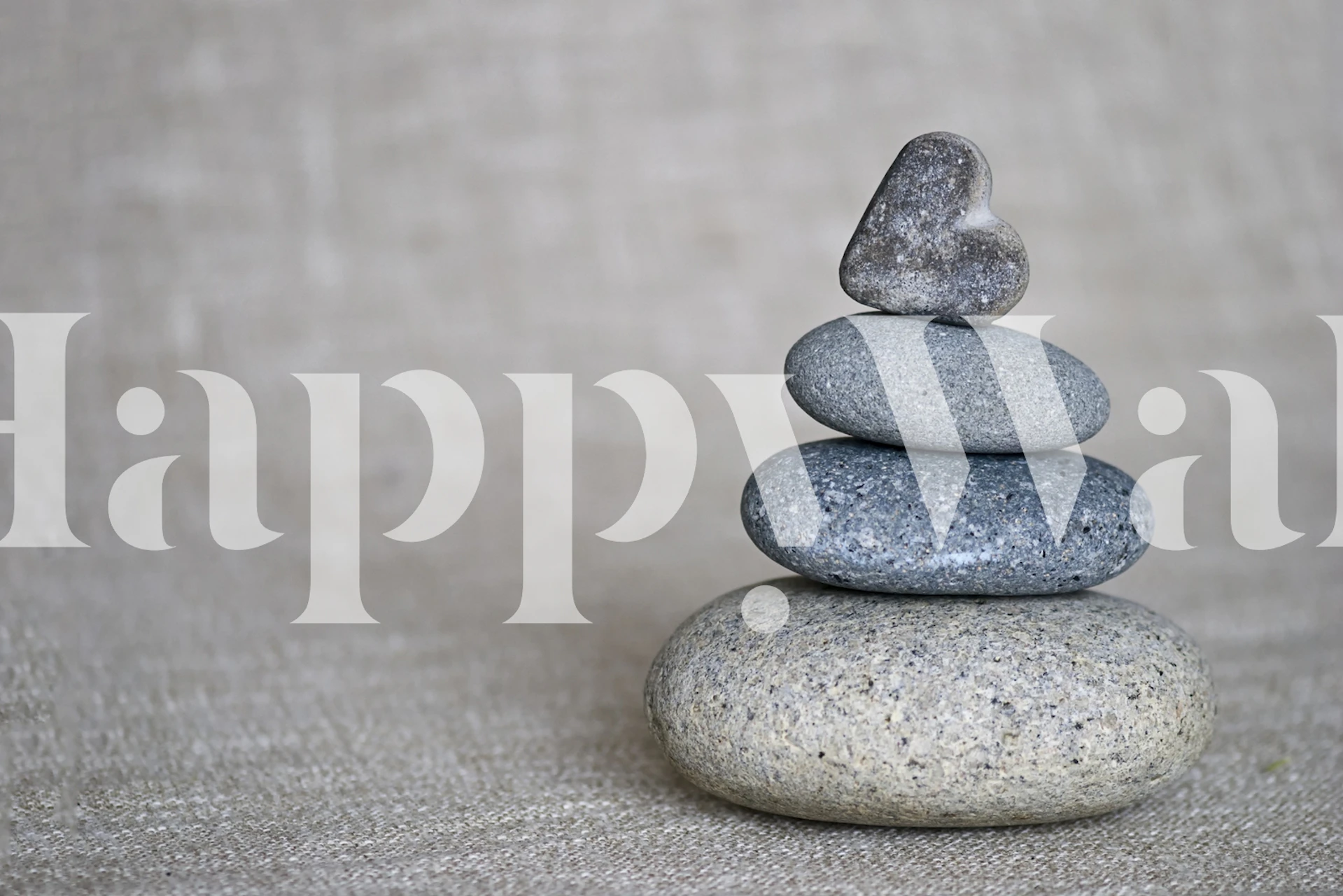 Stone Cairn with Heart-shaped rock on top wall mural
