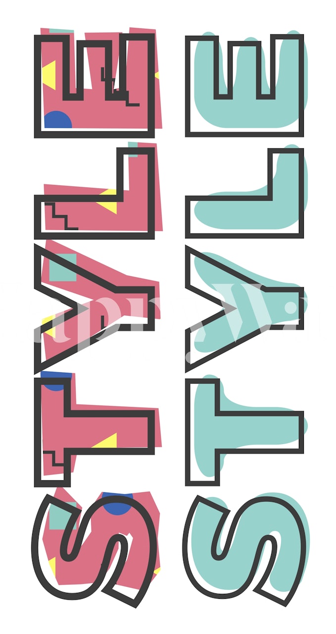 Vintage abstract pop art style letters wall mural
