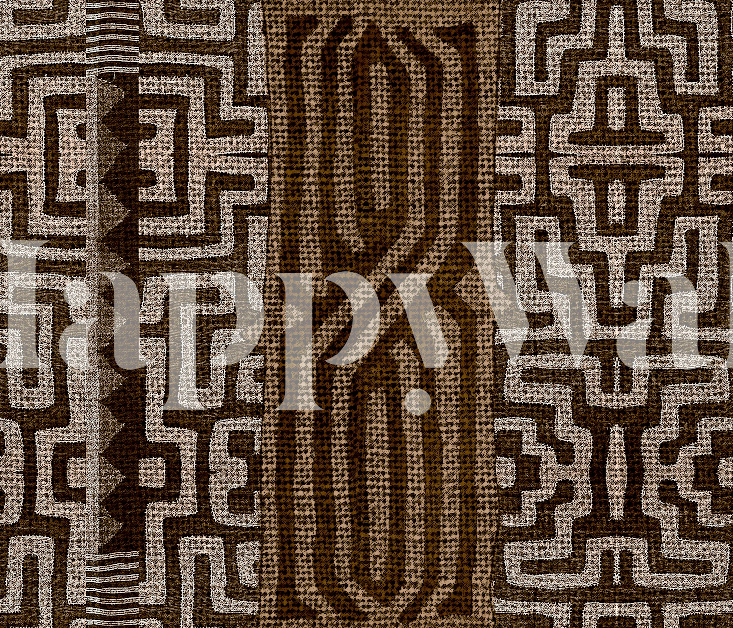 Geometric patterns in earthy browns and beige wallpaper