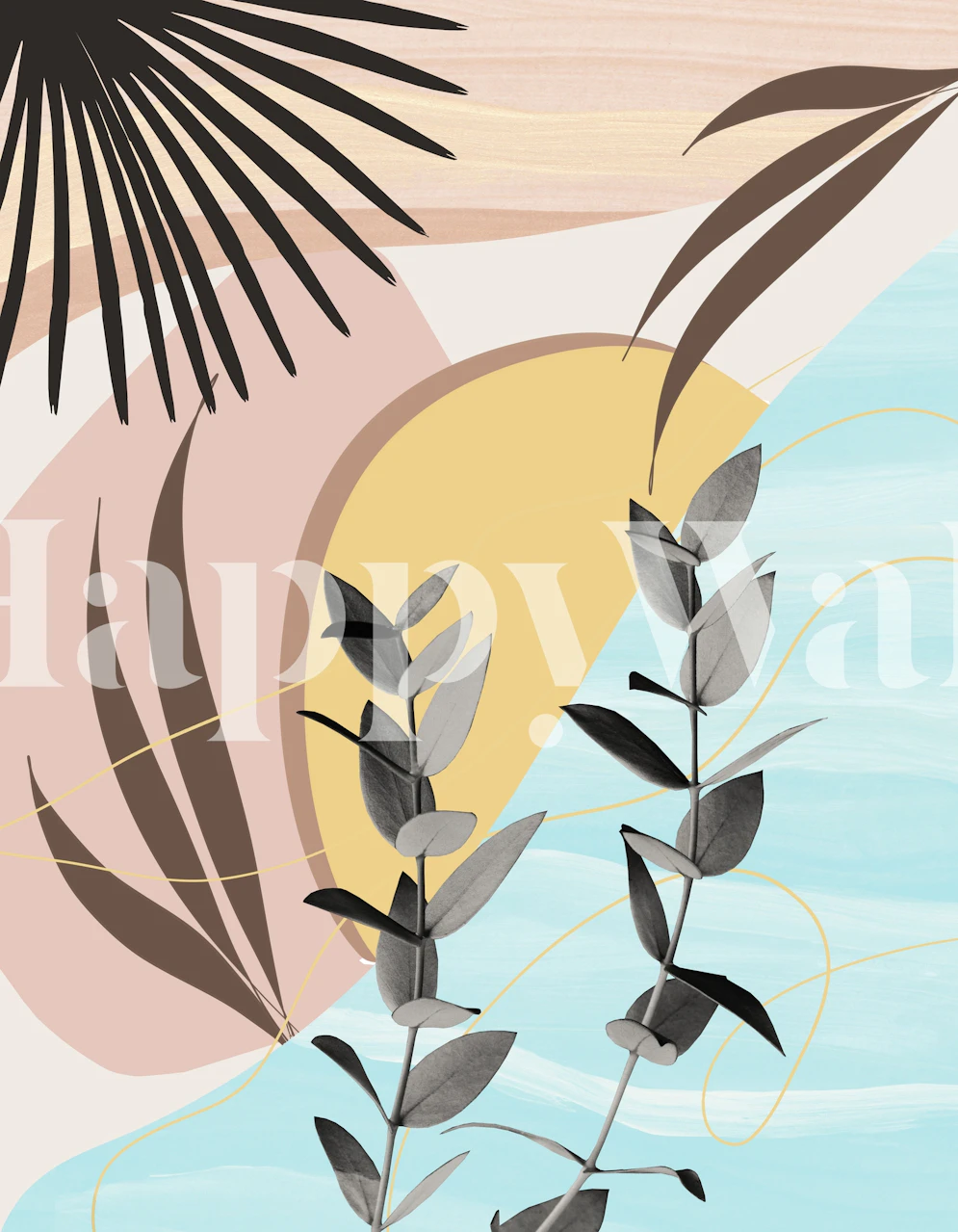 Eucalyptus Tropical Oasis 3 Tapete in einem Raum