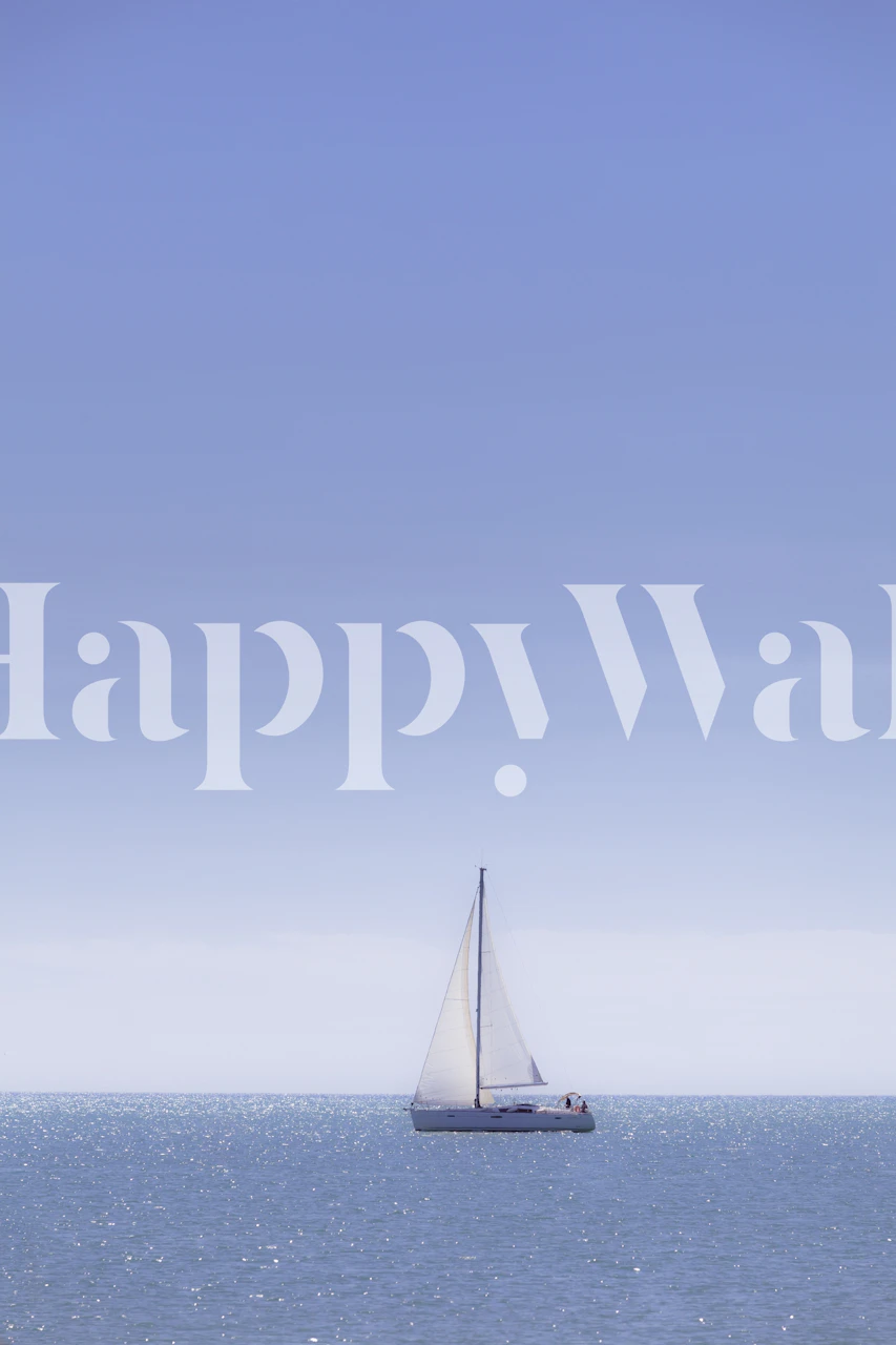 Sailing boat on tranquil blue water with calm sky wallpaper
