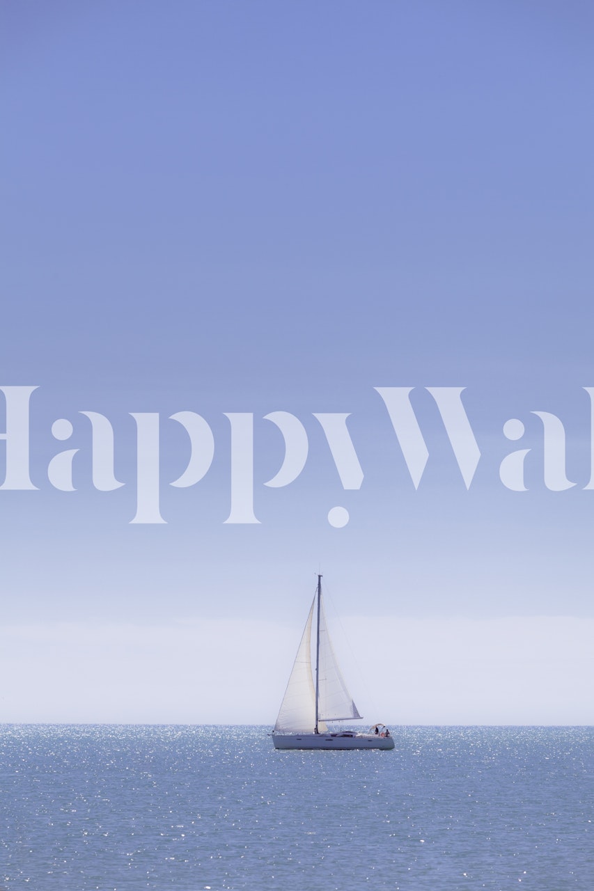 Sailing boat on tranquil blue water with calm sky wallpaper