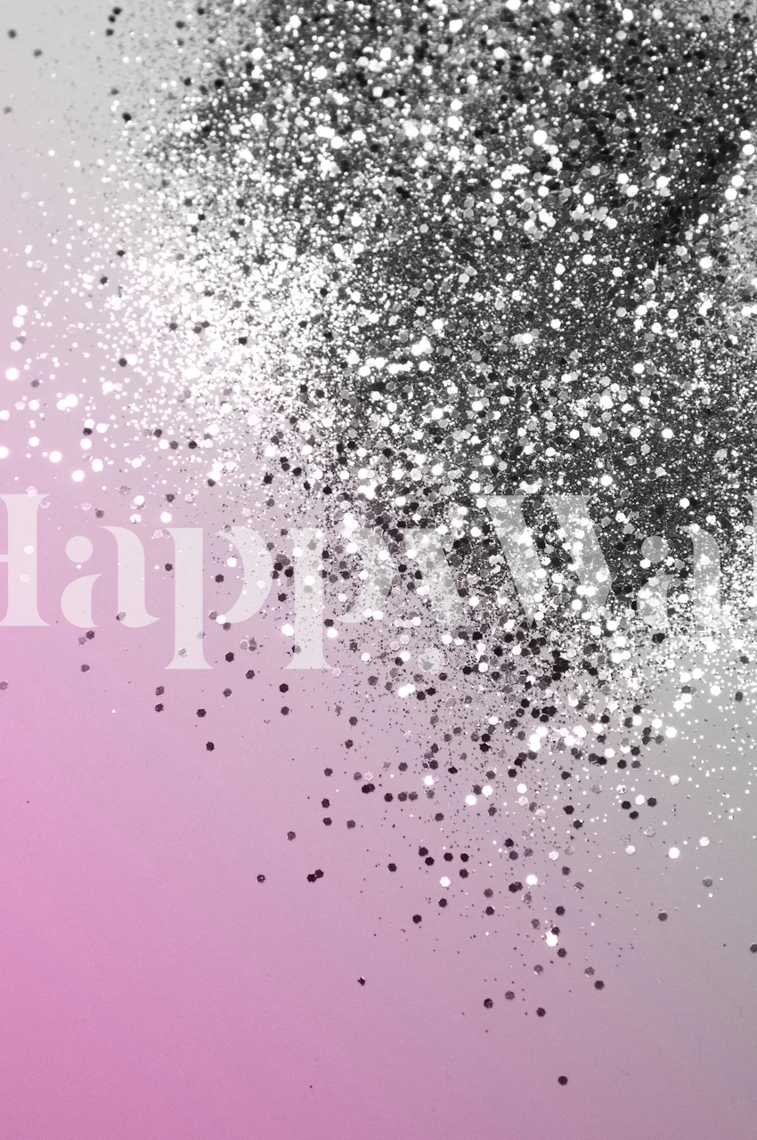 Silver pink glitter wallpaper in a room