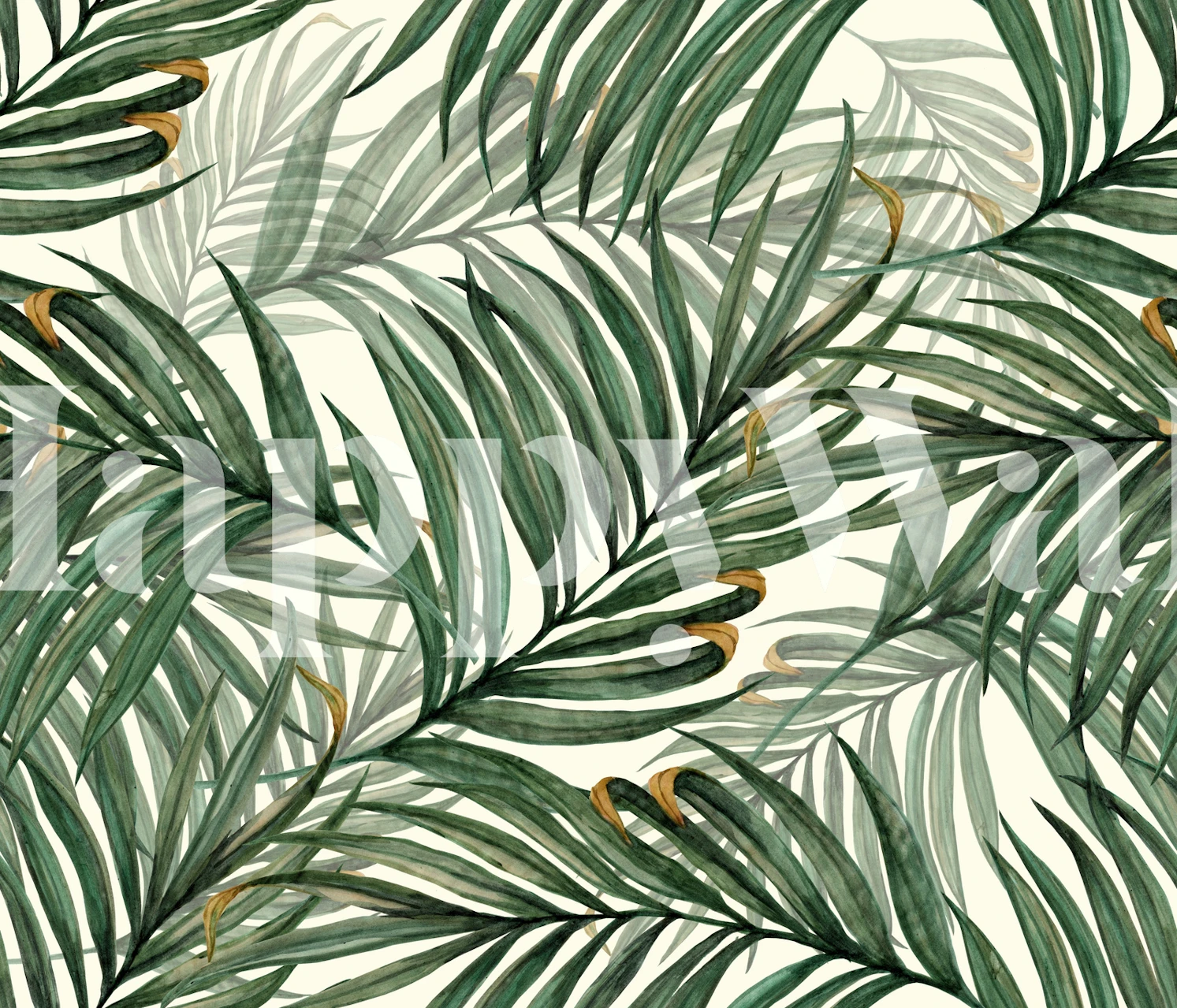Green palm leaves on a light background tropical wallpaper