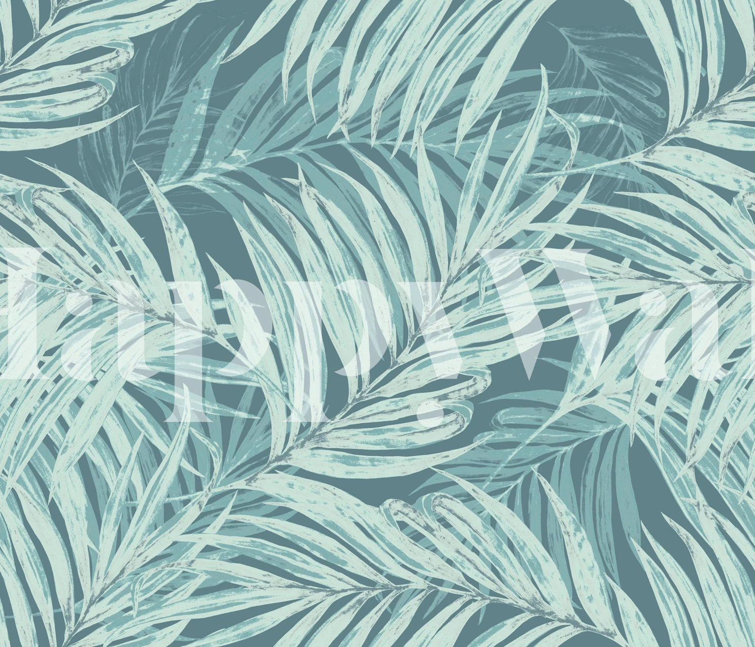 Palm Leaves Jumbo wallpaper in turquoise room
