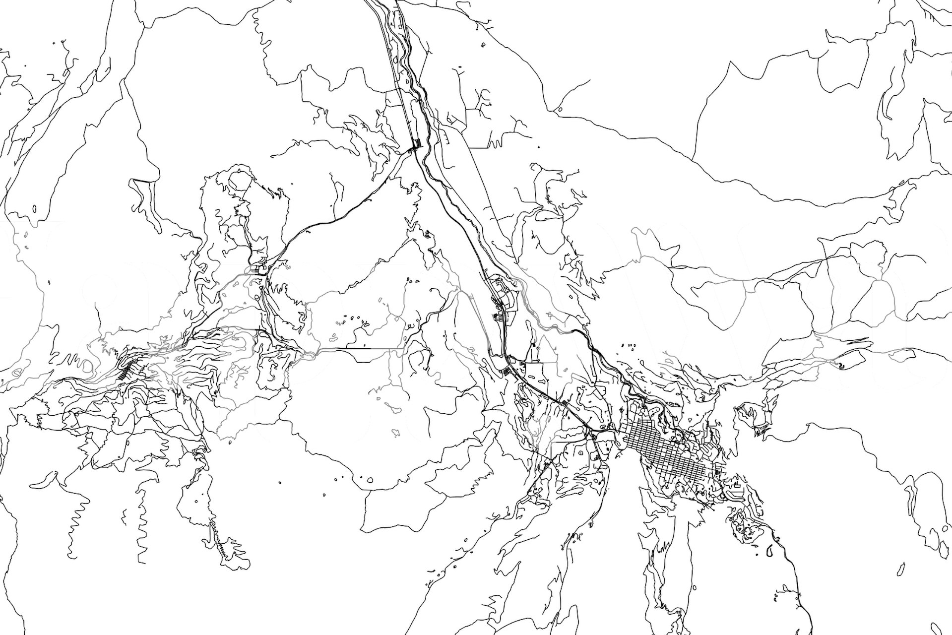 Detailed black and white Aspen map wallpaper illustration