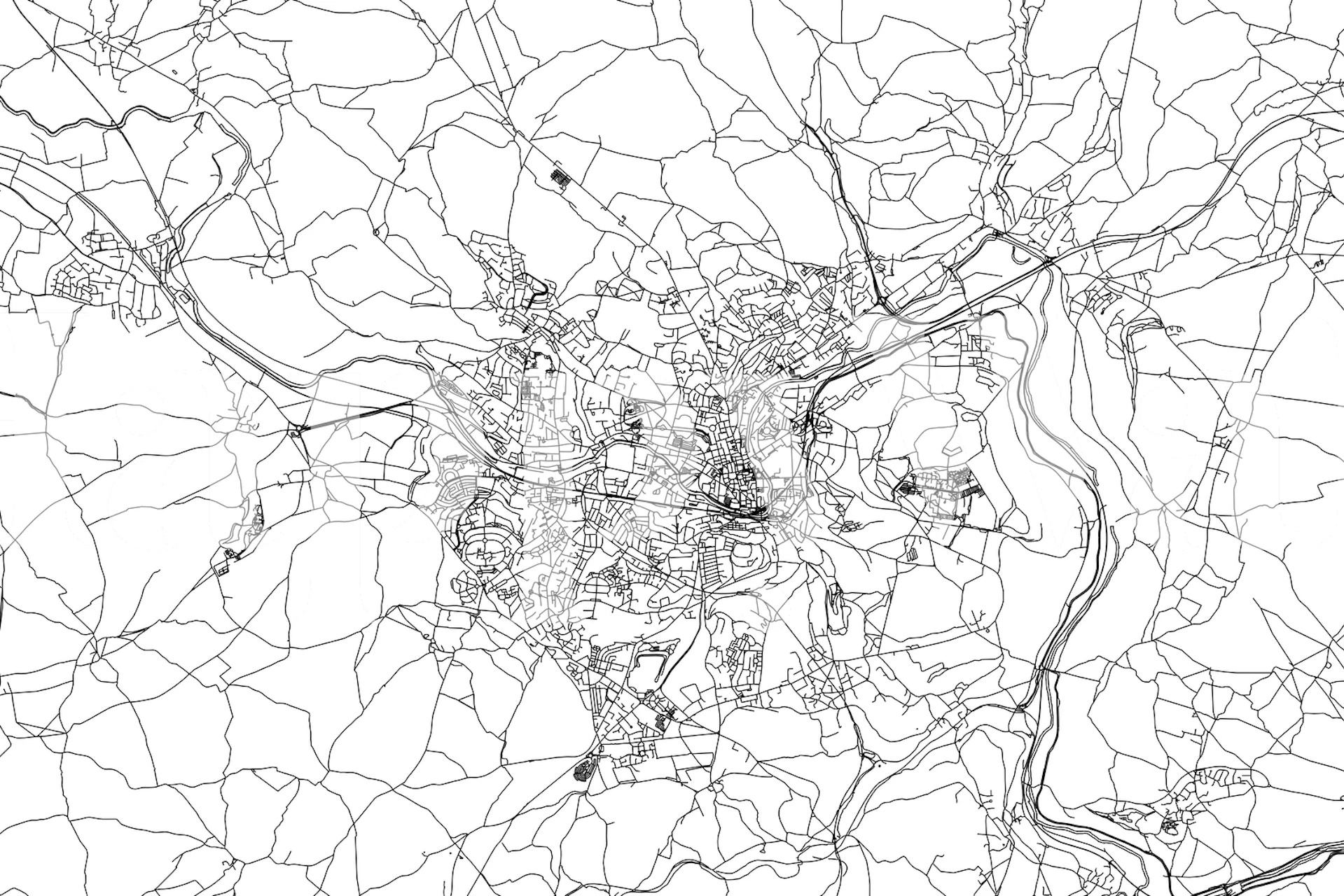 Black and white city map wallpaper illustrating urban streets and landmarks
