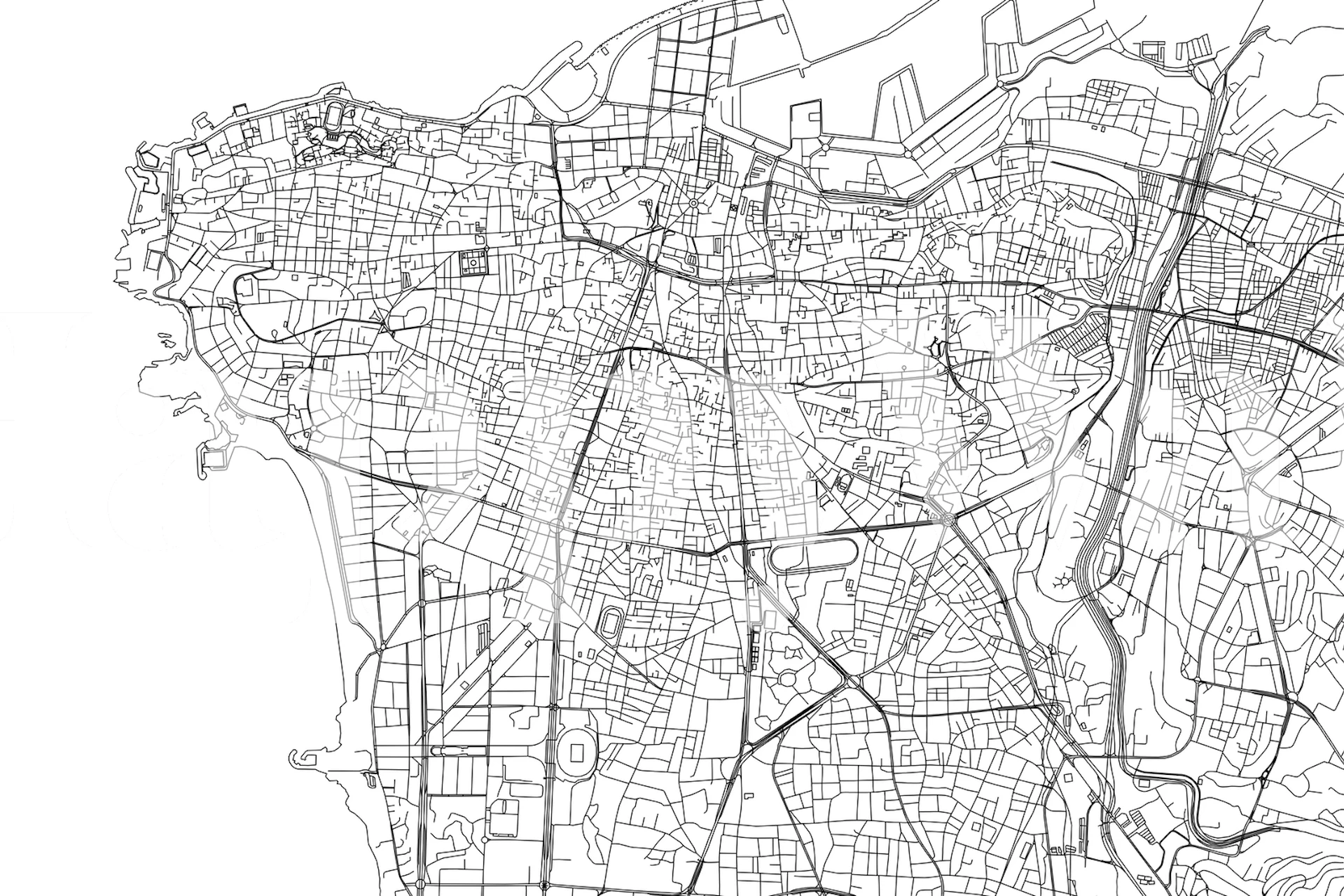 Beirut Map tapet vist i et rum