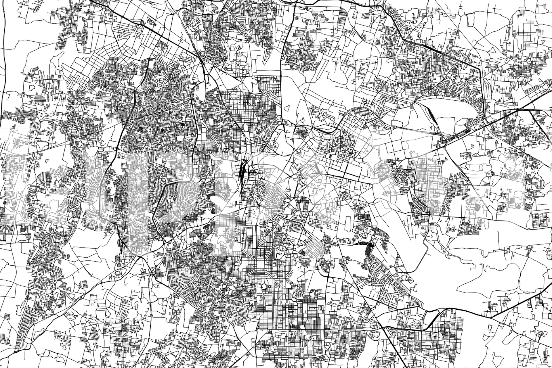 Sofistikeret Bengaluru Map vægmaleri af Happywall