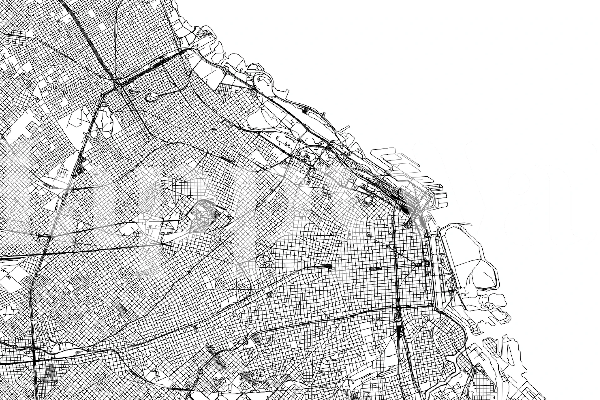 Black and white city map of Buenos Aires wallpaper