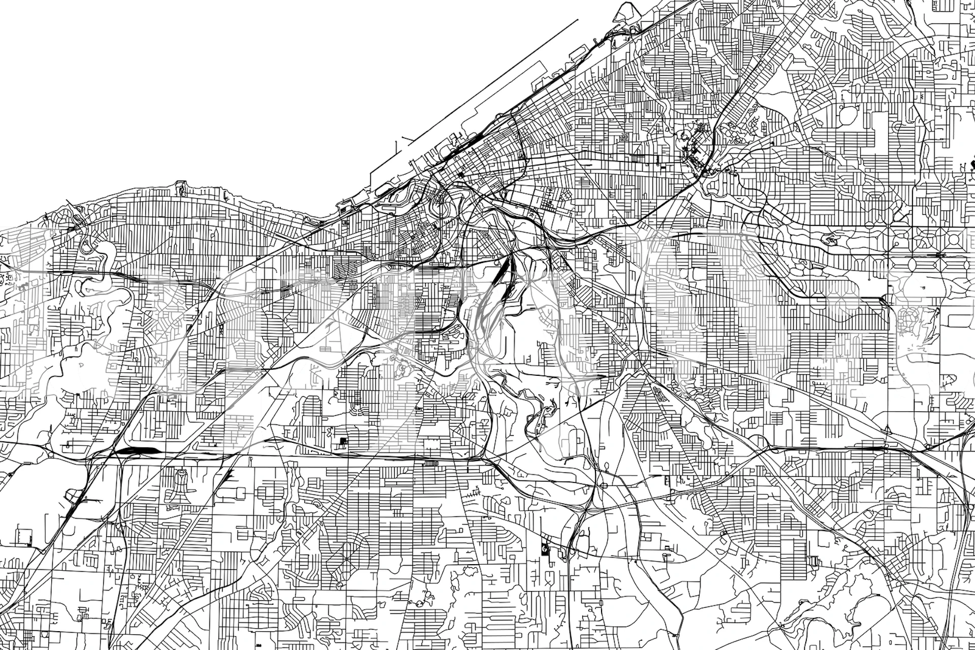 Detailed and enchanting City of Cleveland Map wallpaper for wall decor