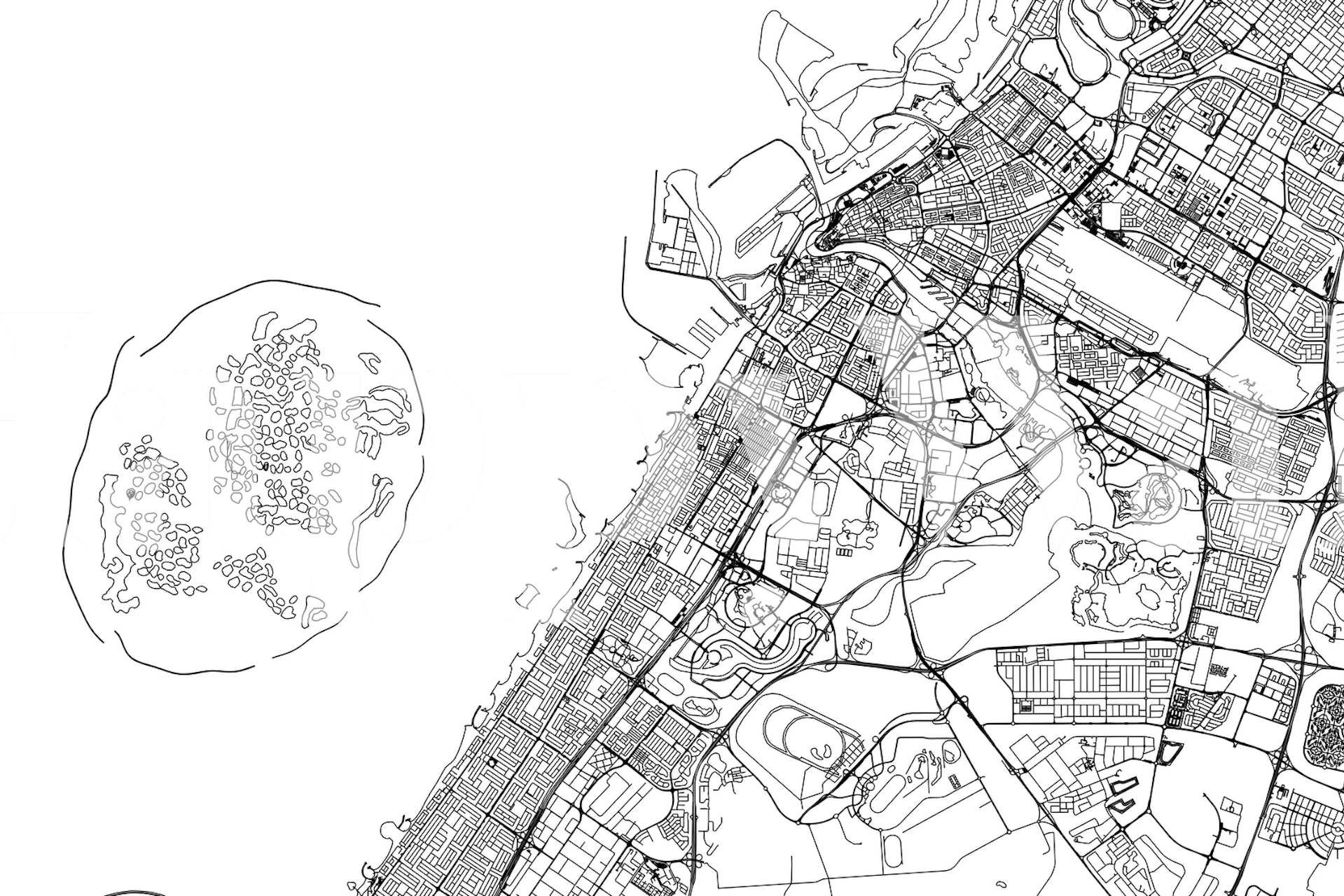 Detailed and stylish Dubai cityscape map wall mural