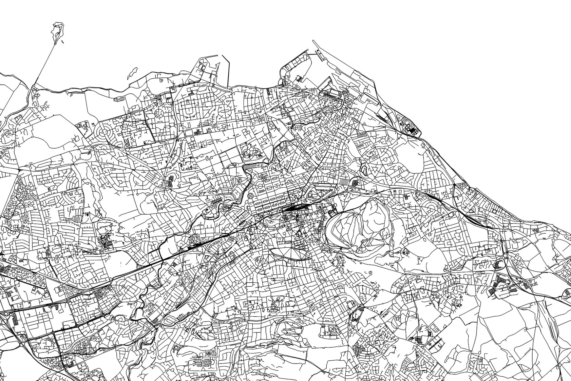 Edinburgh Vintage Map Wall Mural Distinctive Wallpaper for Interior