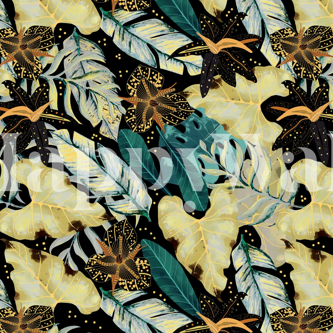 Abstract Aloha Jungle wallpaper in een kamer