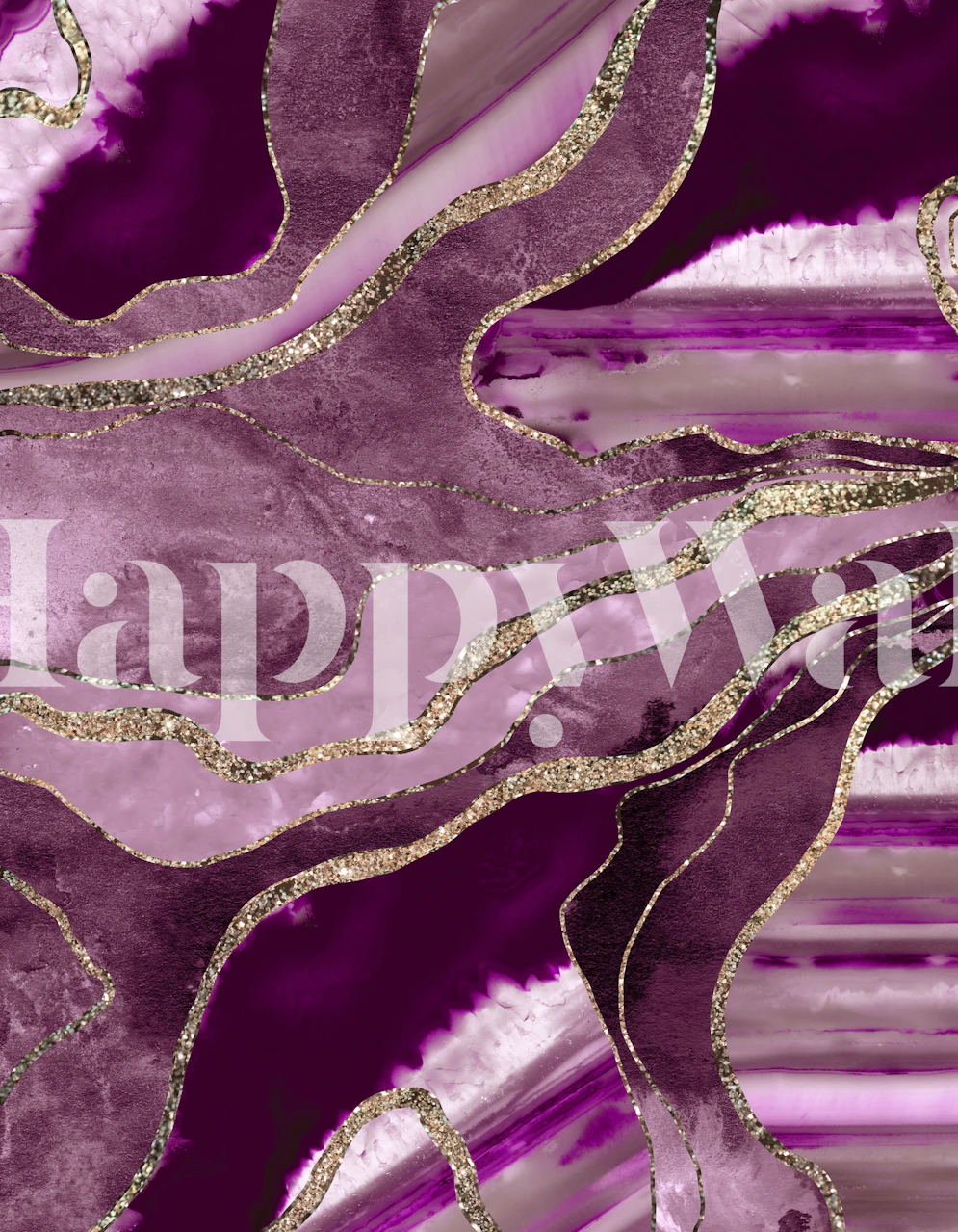 Mauve pink and gold agate marbled wallpaper