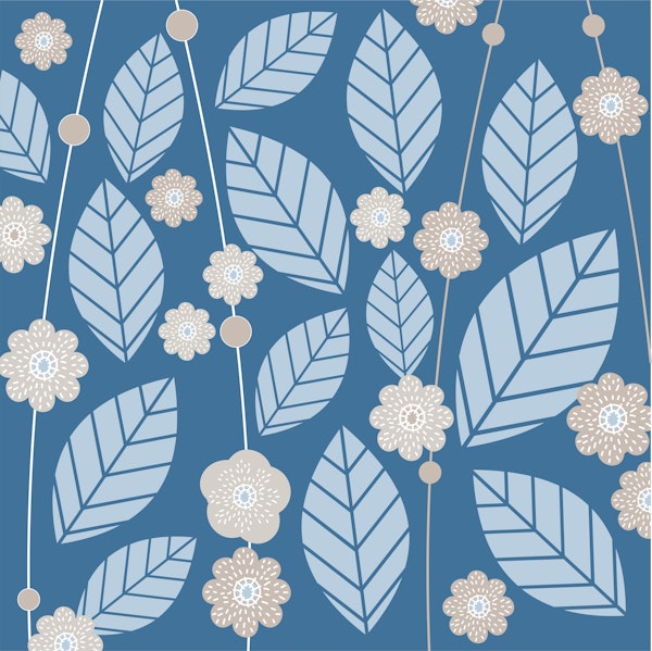 Blue Pastel Leaves Pattern