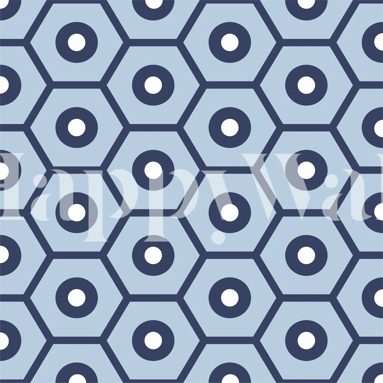 Papel tapiz Sky Blue Hexagon Grid en una habitación