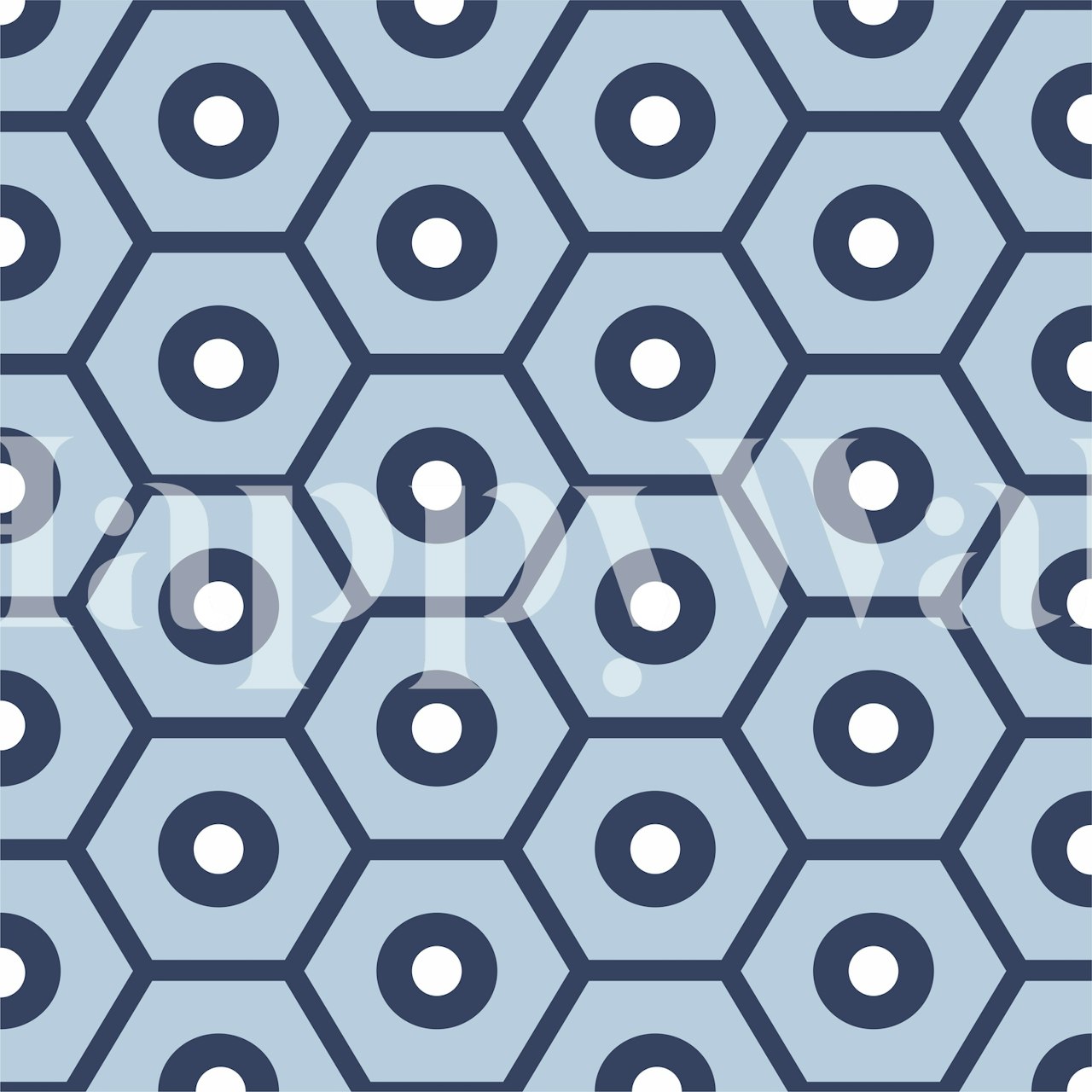 Sky Blue Hexagon Grid Tapete in einem Raum