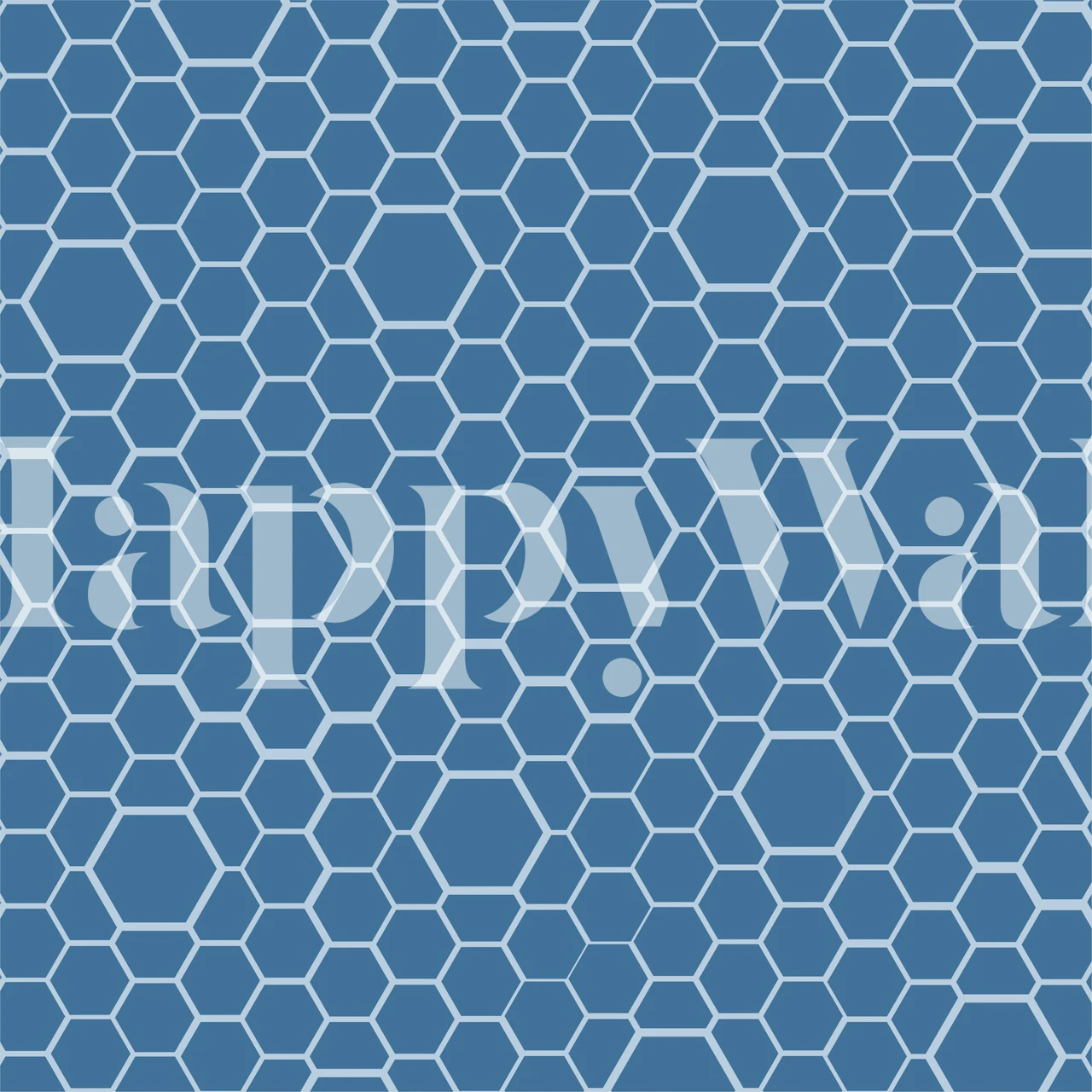 Blue honeycomb pattern wall mural with a geometric grid design