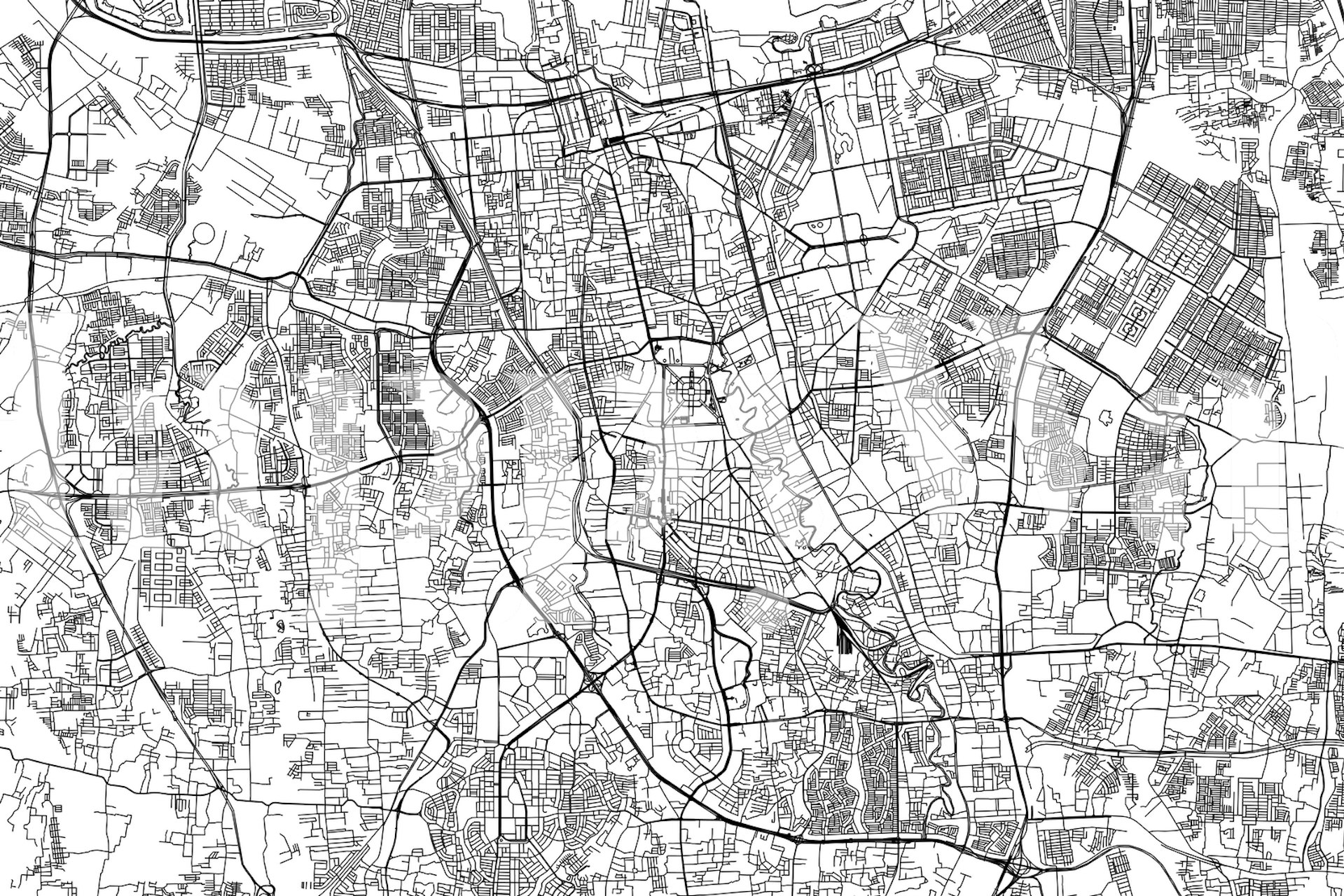 Black and white map of Jakarta city wallpaper