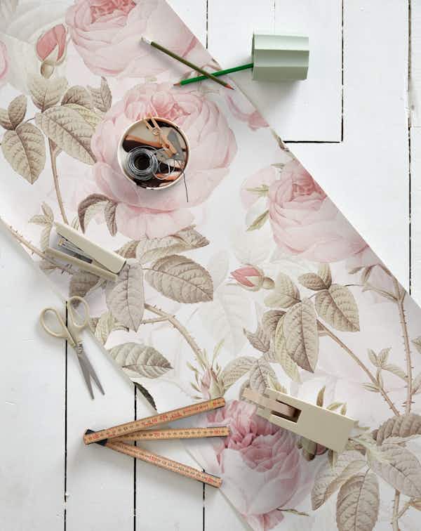Sepia Pastel Pink Roses wallpaper roll