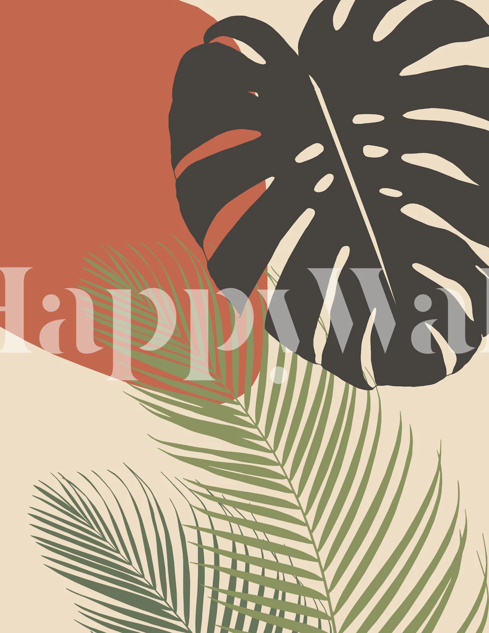 Minimal Monstera Palm wallpaper in a room