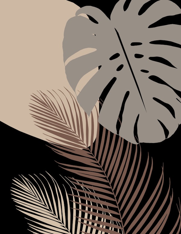 Minimal Monstera Palm Night 1