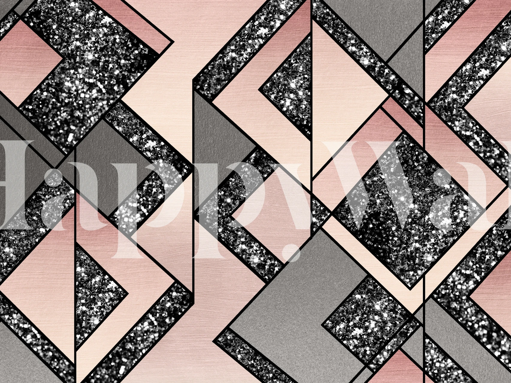 Art Deco Geo Glitter Glam 2 tapet i ett rum
