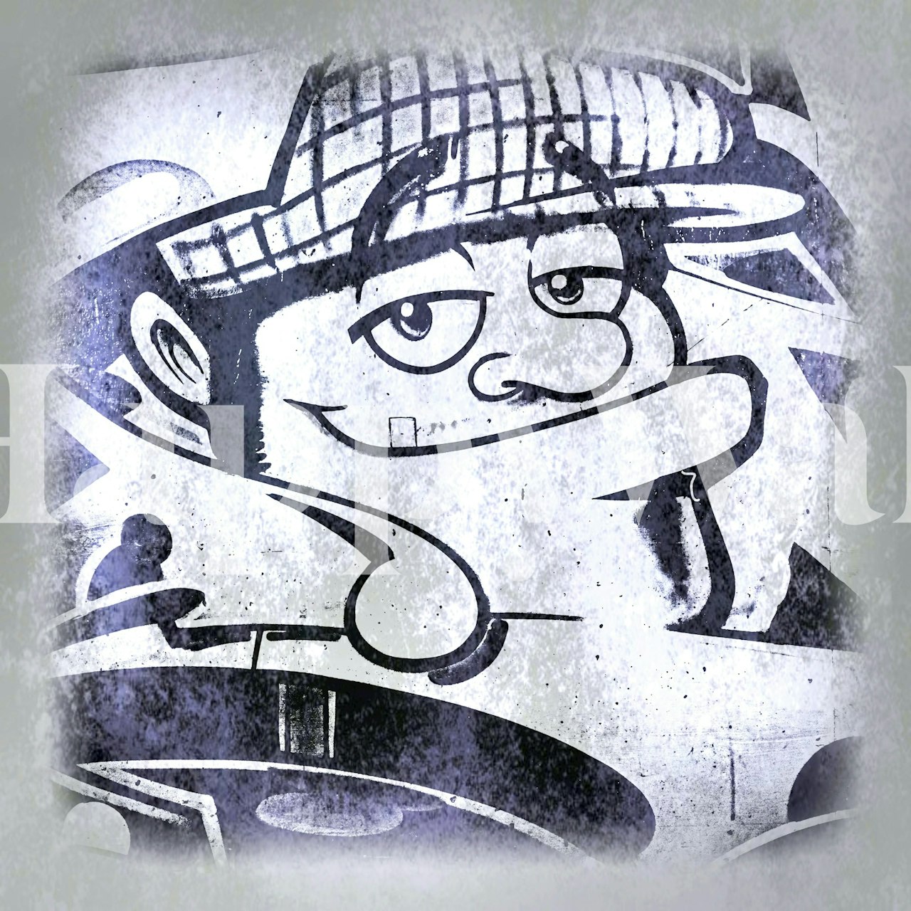 Graffiti Smile on Concrete wallpaper design