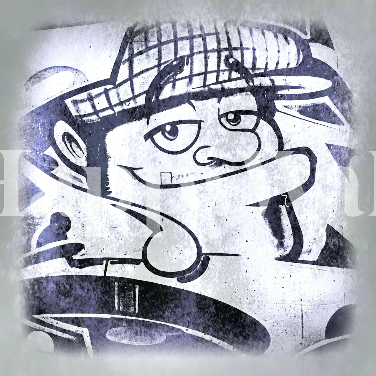 Graffiti Smile on Concrete wallpaper design