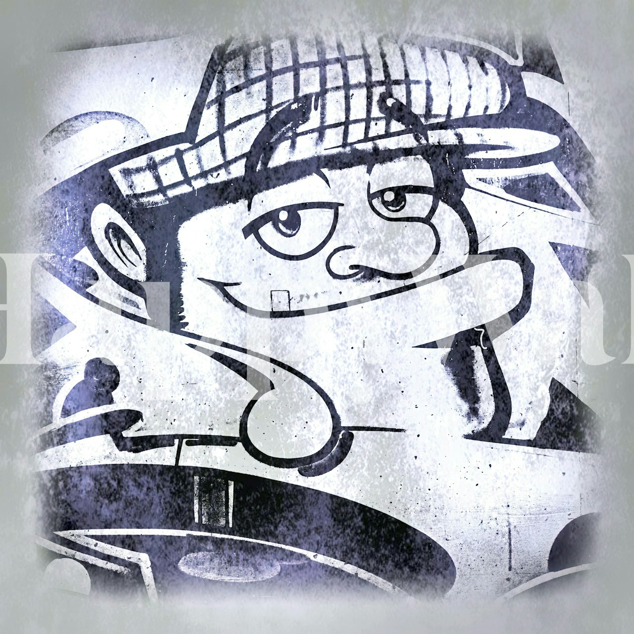 Graffiti Smile on Concrete wallpaper design