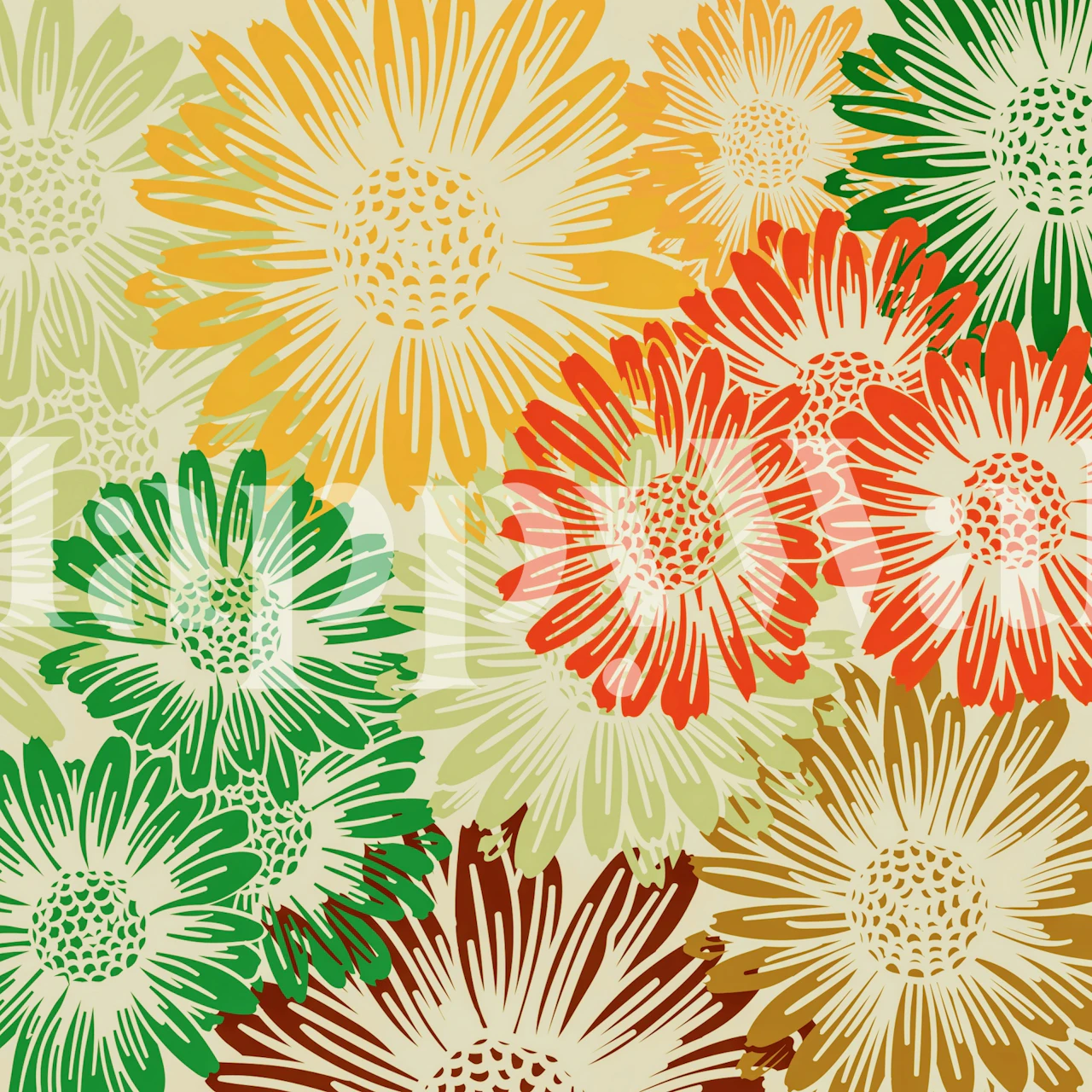 Vintage Summer Flowers wallpaper in a room