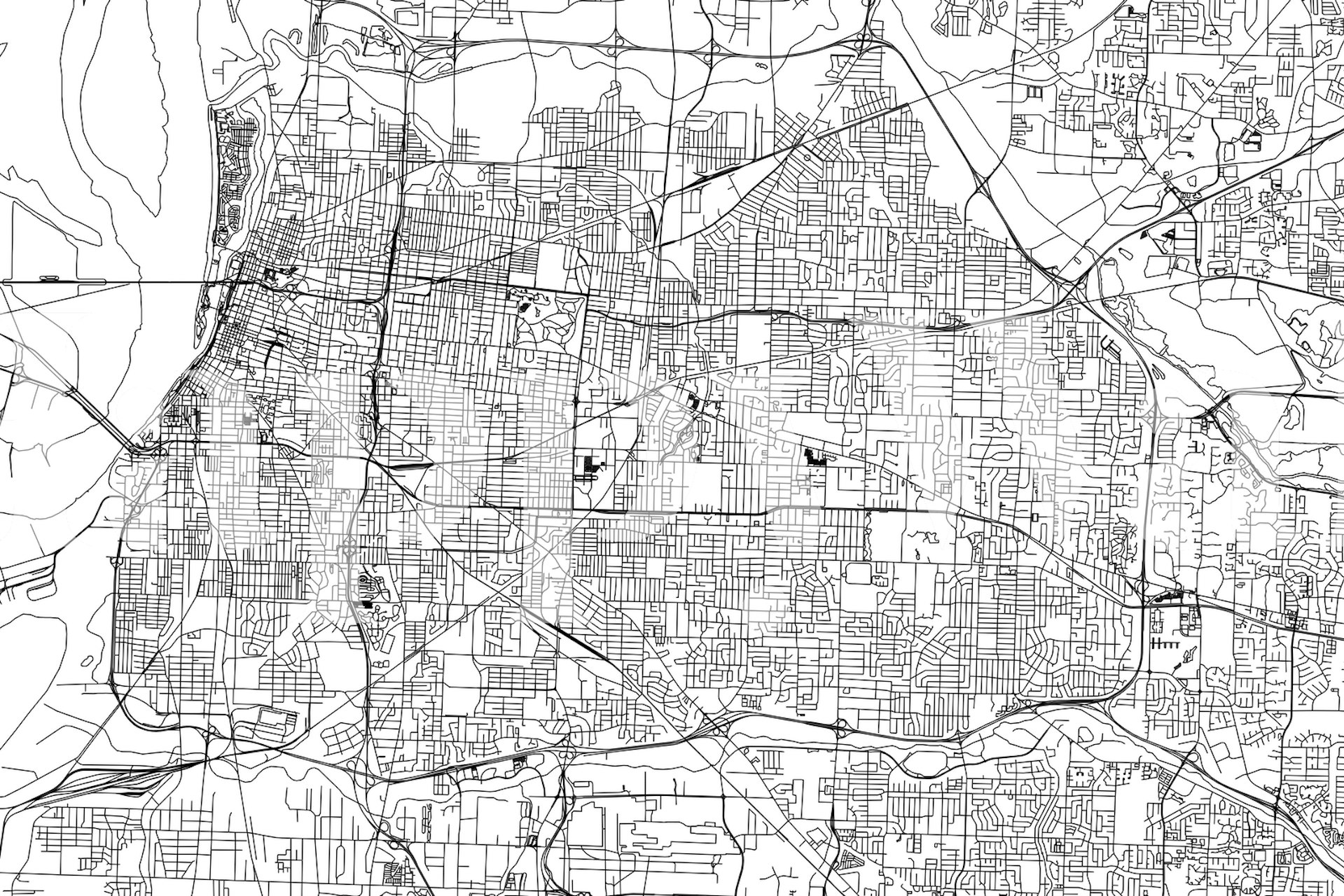 Black and white map design of Memphis city layout wallpaper