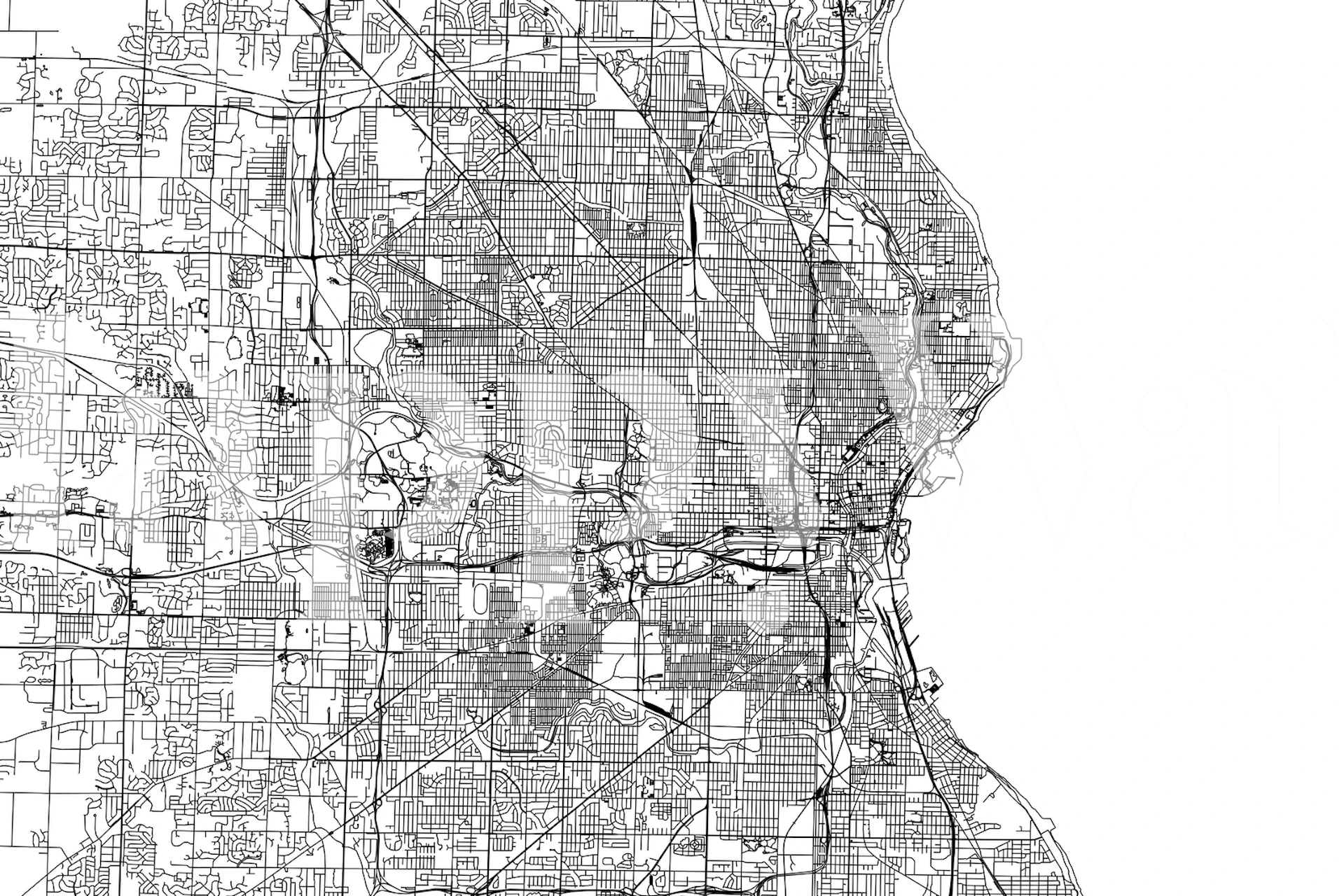 Detailed view of Milwaukee Map Wallpaper Mural